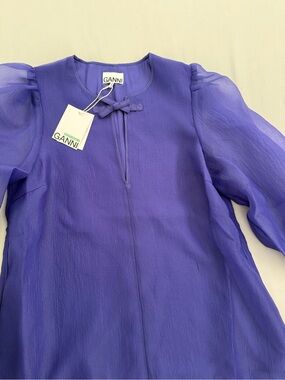 NWT Ganni | Organza A-shaped Mini Dress | Simply Purple size 42